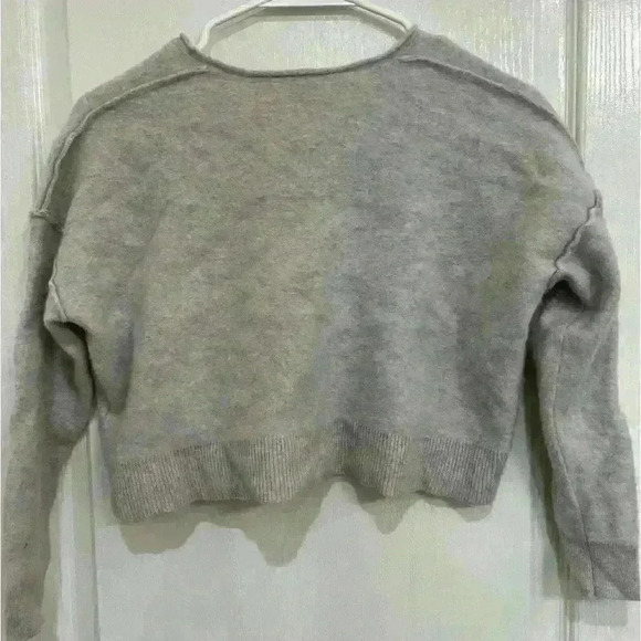 Pilcro Anthropologie XS cropped 100% Cashmere Sweater gray - Picture 2 of 5